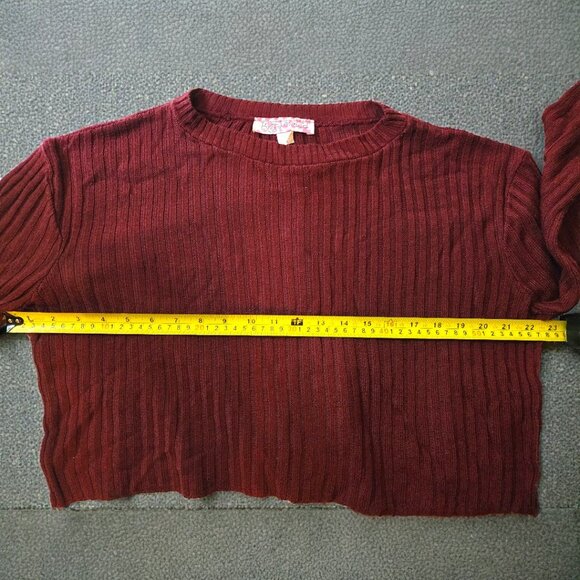 Knit Minded Maroon Ribbed Crop Sweater M Made in USA Grunge Boxy 90s Style - Picture 8 of 8